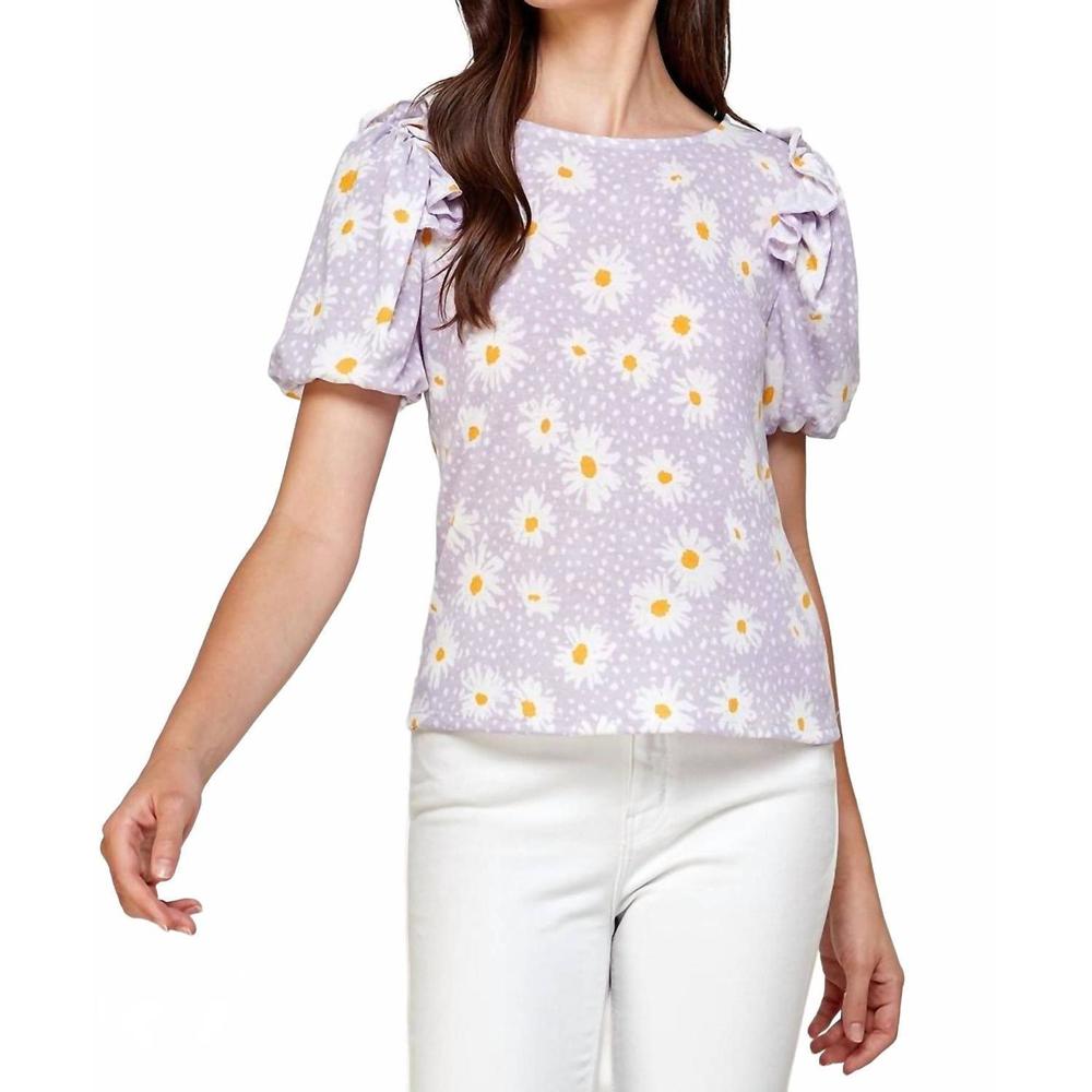 NEW WESTMOON daisy puff short sleeve blouse in lavender